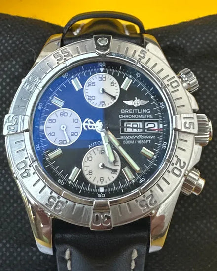 Breitling Superocean II 42MM Black Dial Leather Strap (A13340)