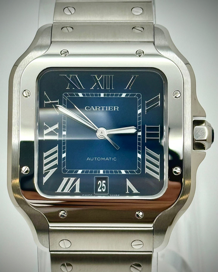 2025 Cartier Santos De Cartier 39.8MM Blue Dial Steel Bracelet (WSSA0071)