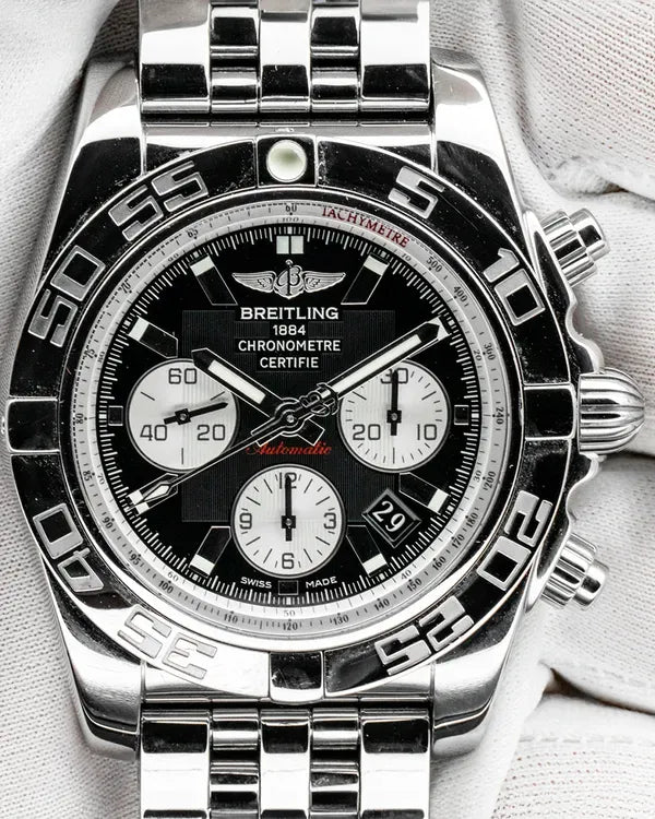2012 Breitling Chronomat 44MM Black Dial Steel Bracelet (AB011012/B967)