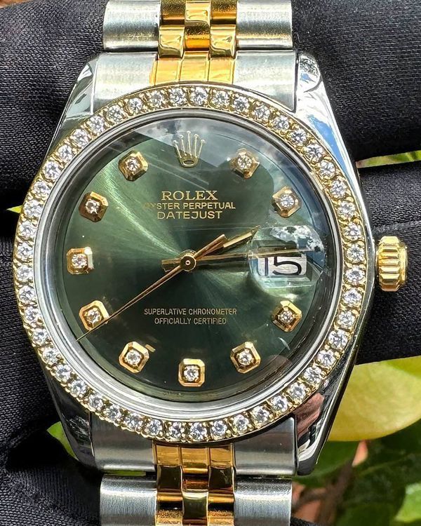 1975 Rolex Datejust 36MM Aftermarket Green Dial Two-Tone Jubilee Bracelet (1625)