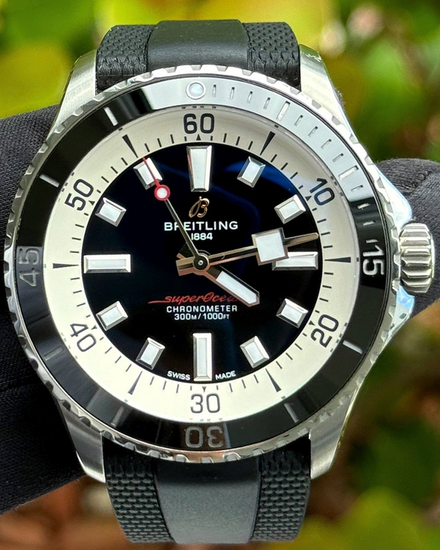 Breitling Superocean 42MM Black Dial Rubber Strap (A17375)