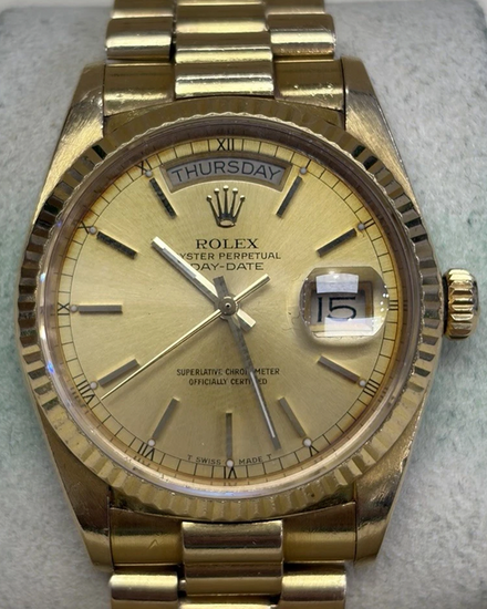 Rolex Day-Date 36MM Champagne Dial Yellow Gold President Bracelet (18038)