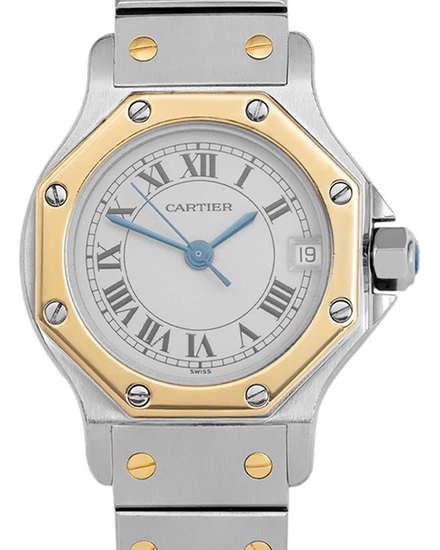 Cartier Santos Octagon 24MM Quartz Silver Dial Two-Tone Bracelet (187903)