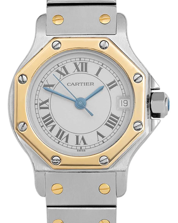 Cartier Santos Octagon 24MM Quartz Silver Dial Two-Tone Bracelet (187903)