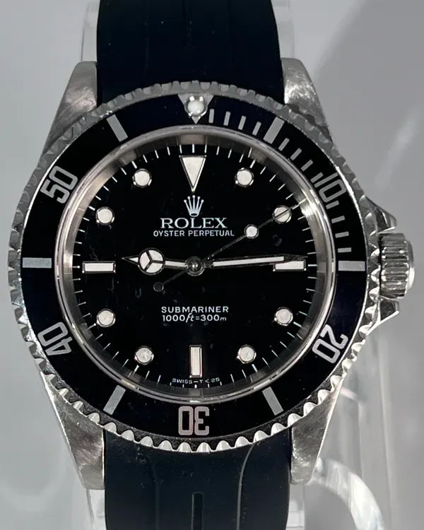 1993 Rolex Submariner No-Date 40MM Black Dial Aftermarket Rubber Strap (14060)