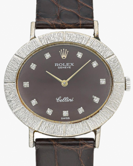 1973 Rolex Cellini 33MM Aftermarket Brown Dial Aftermarket Leather Strap (3881)