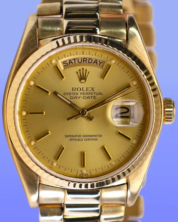 Rolex Day-Date 36MM Champagne Dial Yellow Gold President Bracelet (18038)