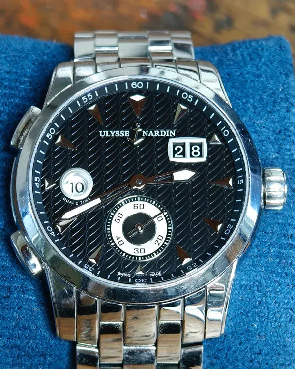 Ulysse Nardin Dual Time 42MM Black Dial Steel Bracelet (3343-126-7/92)