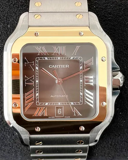 2025 Cartier Santos De Cartier 39.8MM Grey Dial Two-Tone Bracelet (W2SA0030)