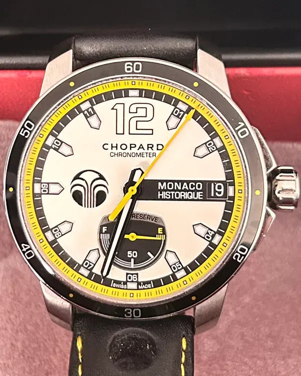 No Reserve - Chopard Grand Prix Monaco Historique 44.5MM Silver Dial Leather Strap (168569-3001)