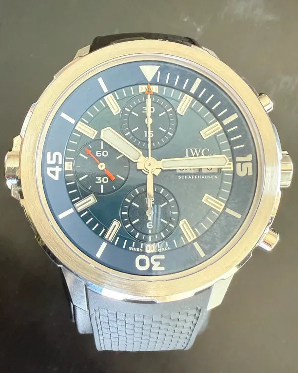 IWC Schaffhausen Aquatimer Chronograph "Expedition Jacques-Yves Cousteau" Edition 44MM Blue Dial Rubber Strap (IW376805)