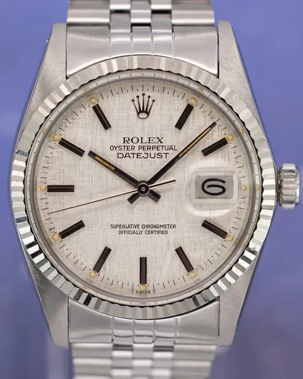 1979 (6.4 Mill Serial) Rolex Datejust 36MM Silver "Linen" Dial Jubilee Bracelet (16014)