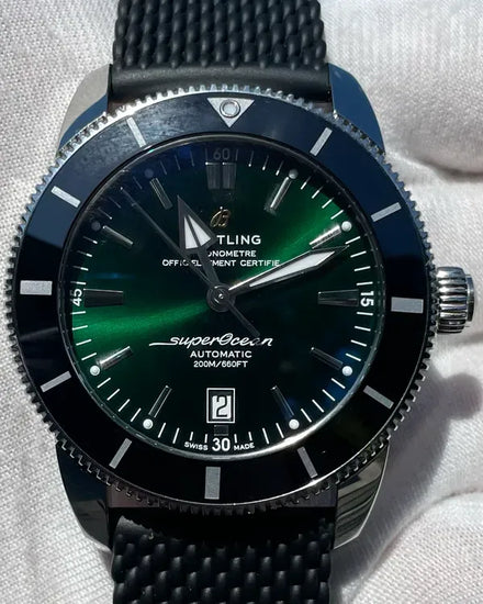 2024 Breitling Superocean Heritage II B20 46MM Green Dial Rubber Strap (AB2020)