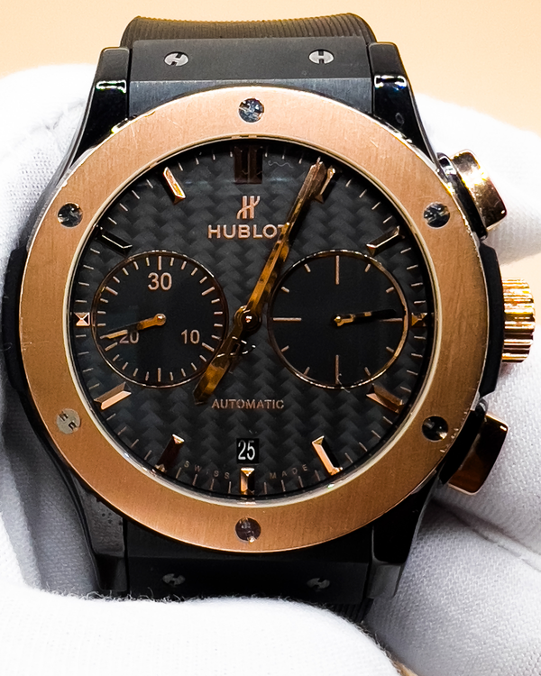 2021 Hublot Classic Fusion Chronograph 45MM Carbon Fiber Dial Rubber Strap (521.CO.1781.RX)