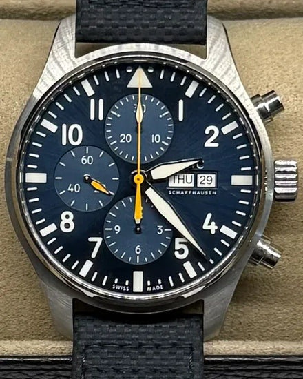 2023 IWC Schaffhausen Pilot Chronograph "Captain Blue" S.E. 43MM Blue Dial Textile Strap (IW377729)