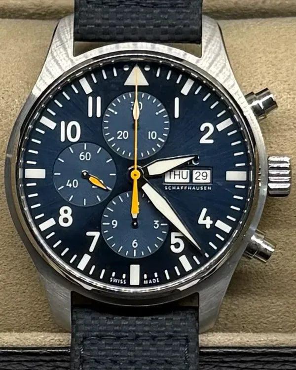 2023 IWC Schaffhausen Pilot Chronograph "Captain Blue" S.E. 43MM Blue Dial Textile Strap (IW377729)