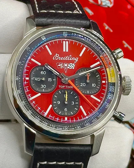 2024 Breitling Top Time B01 "Chevrolet Corvette" S.E. 41MM Red Dial Leather Strap (AB0176)