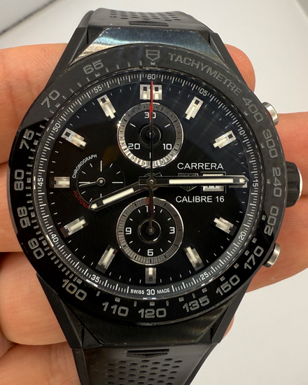 2015 TAG Heuer Carrera Connected to Eternity 45MM Black Dial Rubber Strap (ACBF2A80)