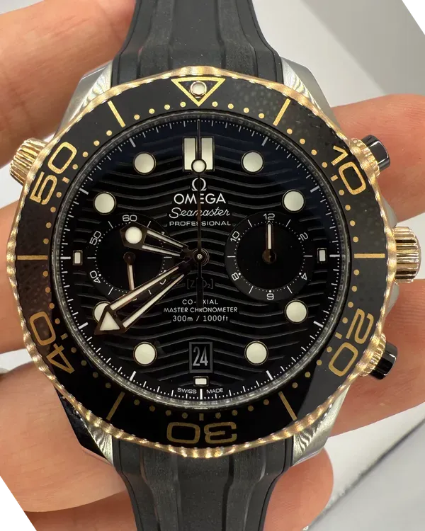 2024 Omega Seamaster Diver 300M Chronograph 44MM Black Dial Rubber Strap (210.22.44.51.01.001)