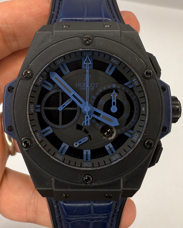 2018 Hublot King Power "All Black Blue" Vendome Boutique L.E. "50pcs" 48MM Black Dial Leather Strap (709.CI.1190.GR.ABB10)