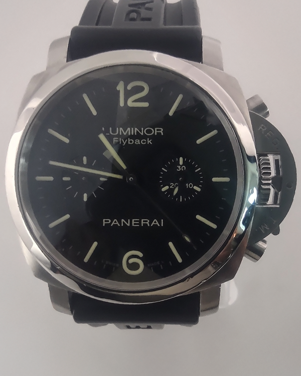 2012 Panerai Luminor 1950 Flyback Chronograph L.E. 44MM Black Dial Rubber Strap (PAM00361)