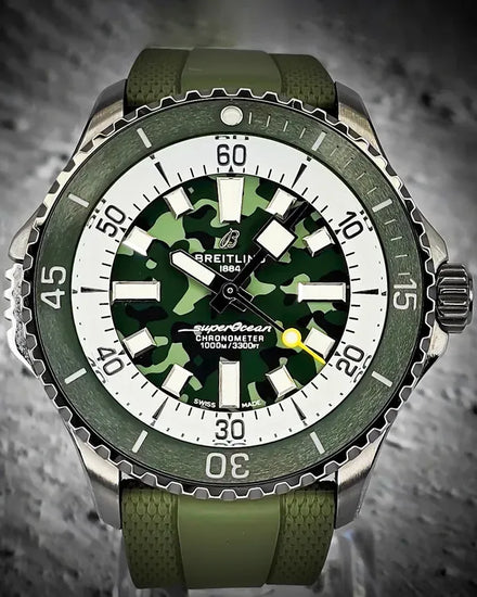 2024 Breitling Superocean Super Diver 46MM Green Dial Rubber Strap (E10379D31L1S1)