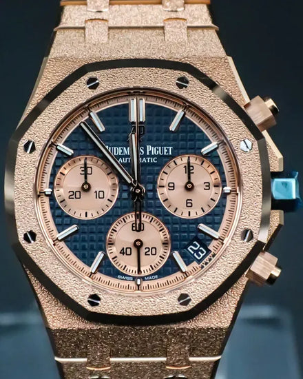 2021 Audemars Piguet Royal Oak Chronograph "Frosted" 41MM Blue Dial Rose Gold Bracelet (26239OR.GG.1224OR.01)