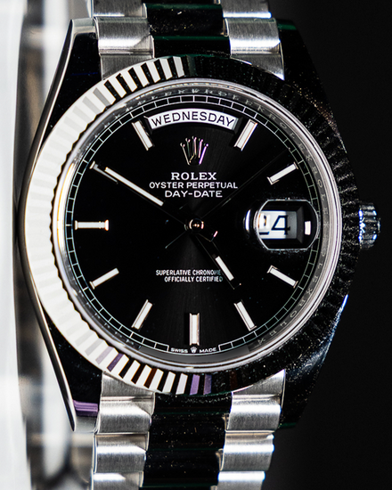 2025 Rolex Day-Date 40MM Black Dial Platinum President Bracelet (228236)