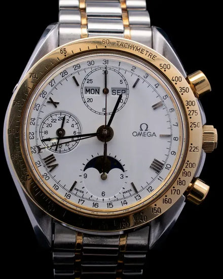 Omega Speedmaster Moonphase 39MM White Dial Two-Tone Bracelet (175.0034)