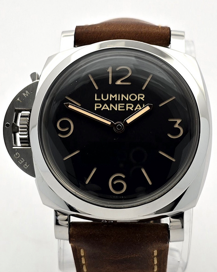 2015 Panerai Luminor 1950 Left-Handed 3 Days 47MM Black Dial Leather Strap (PAM00557)