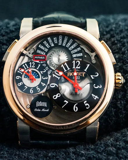 Bovet Dimier Recital 6 Orbis Mundi GMT 45MM Skeleton Dial Leather Strap (DT1150-OM-017)