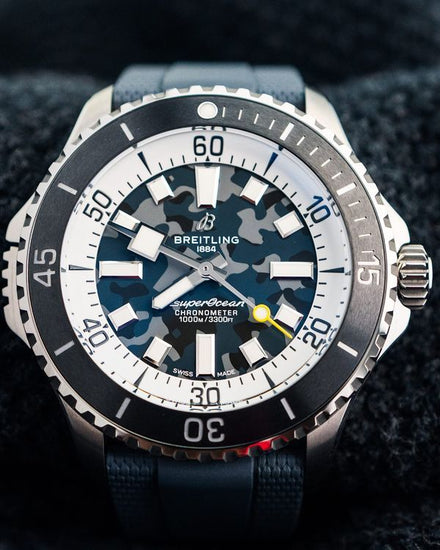 2025 Breitling Superocean Super Diver 46MM Camo Blue Dial Rubber Strap (E10379)