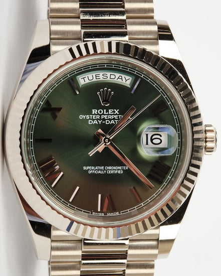 Rolex Day-Date 40MM Green Dial White Gold President Bracelet (228239)