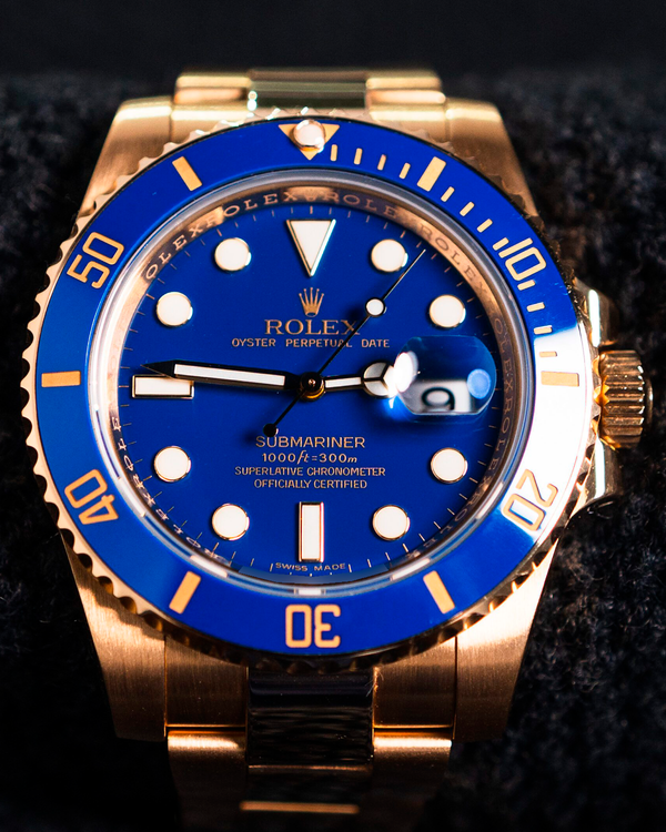 Rolex Submariner Date 40MM Blue Dial Yellow Gold Oyster Bracelet (116618LB)