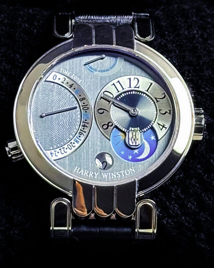 Harry Winston Premier 39MM Blue Dial Leather Strap (200-MMTZ39W)