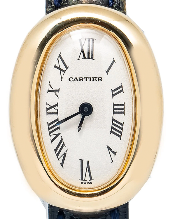 Cartier Baignoire 18MM Quartz White Dial Leather Strap (W1510956)