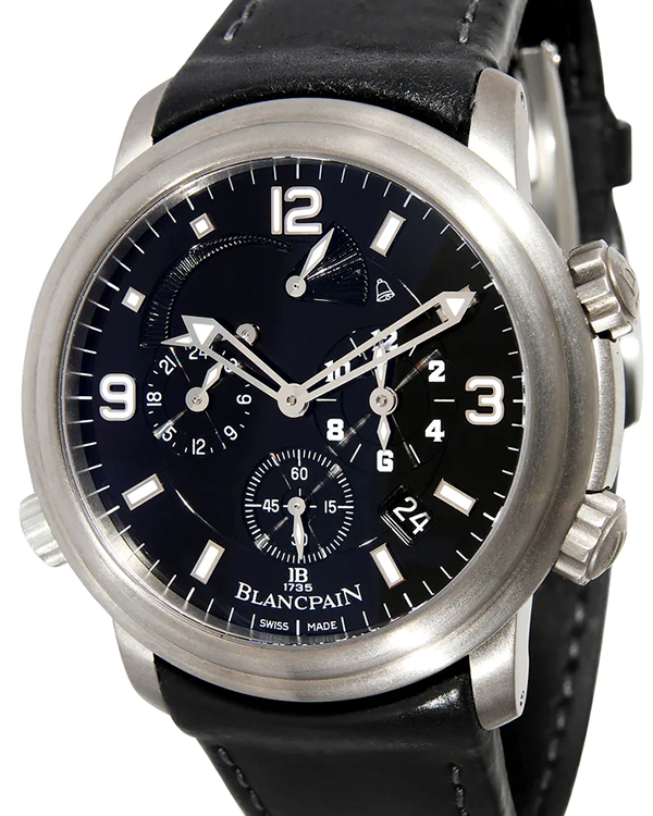 Blancpain Leman Réveil GMT 40MM Black Dial Leather Strap (2041-1230-63B)