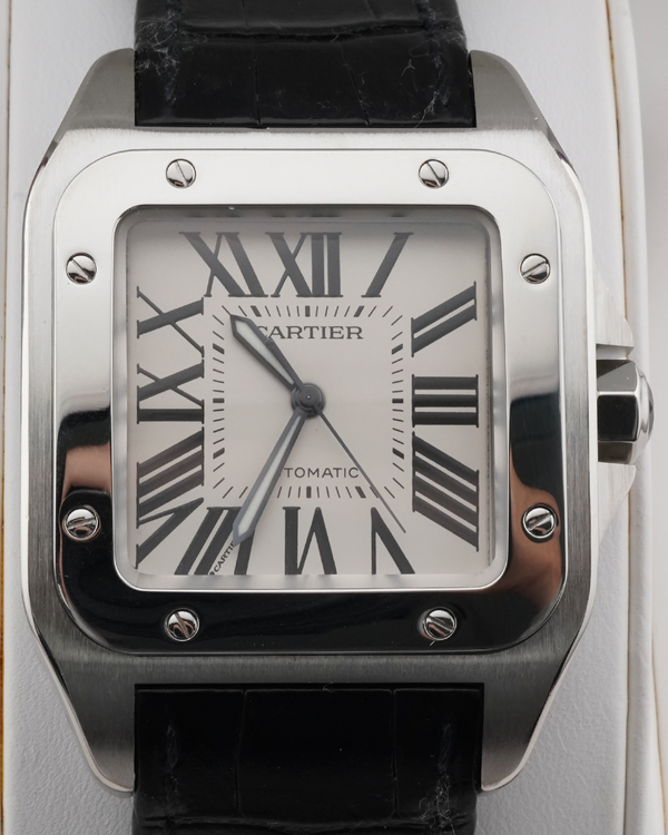 2006 Cartier Santos 100 38MM Silver Dial Leather Strap (2656)