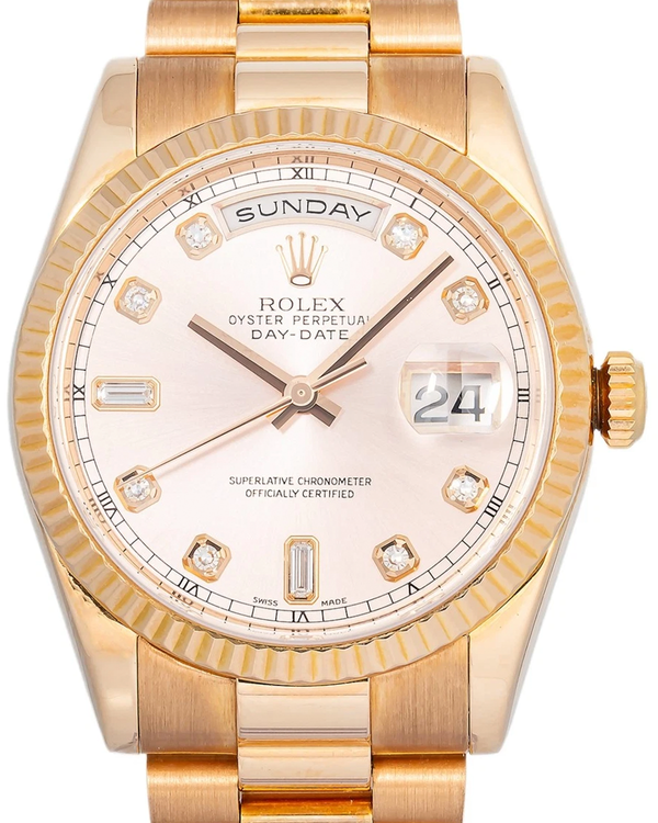 Rolex Day-Date 36MM Pink Dial Rose Gold President Bracelet (118235)