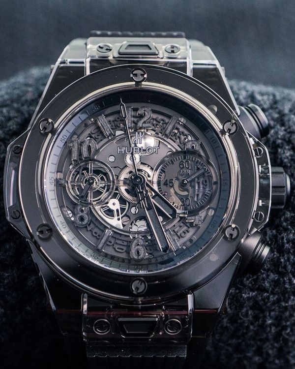 Hublot Big Bang Unico "All Black Sapphire" L.E. 45MM Skeleton Dial Rubber Strap (411.JB.4901.RT)