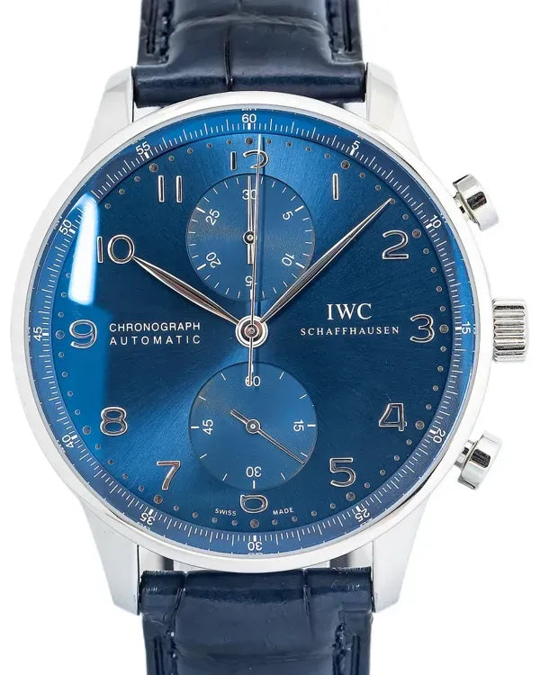 IWC Schaffhausen Portugieser Chronograph 41MM Blue Dial Leather Strap (IW371491)