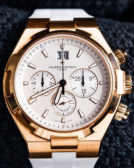 2017 Vacheron Constantin Overseas Chronograph 42MM White Dial Rubber Strap (49150/000R-9454)