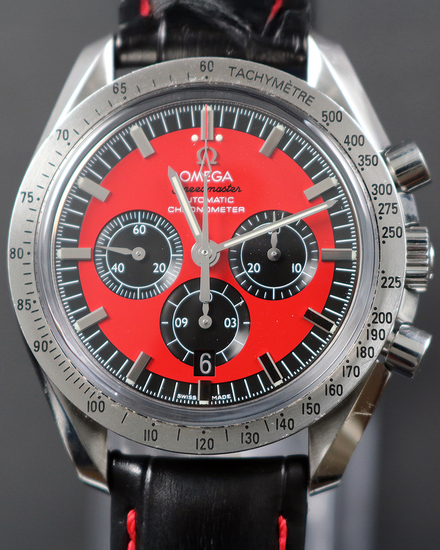 2005 Omega Speedmaster "Michael 'The Legend' Schumacher" 42MM Red Dial Leather Strap (3506.61.00)