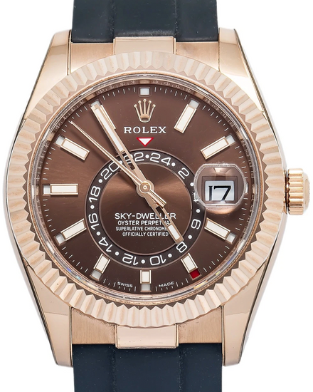 2021 Rolex Sky-Dweller 42MM Chocolate Dial Rubber Strap (326235)