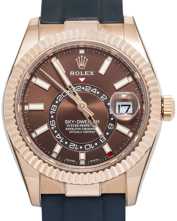 2021 Rolex Sky-Dweller 42MM Chocolate Dial Rubber Strap (326235)