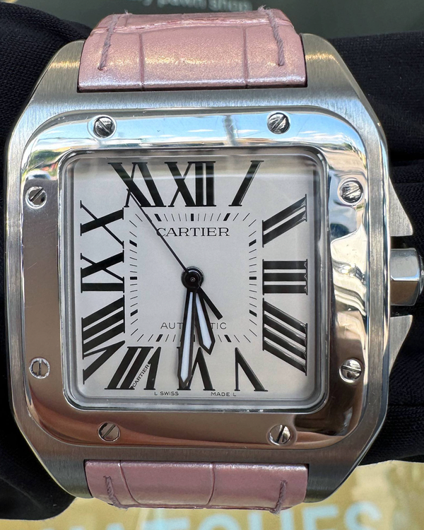 Cartier Santos 100 XL 38MM Silver Dial Leather Strap (2656)