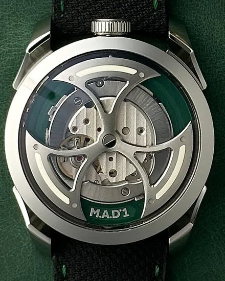 MB&F MAD Edition 1 Green 42MM Skeleton Dial Leather Strap (M.A.D. 1)