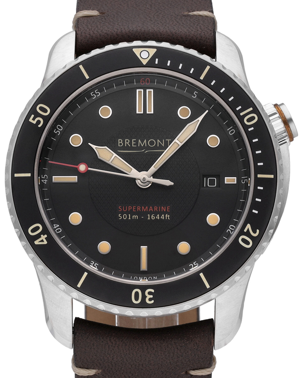 Bremont Supermarine 43MM Black Dial Leather Strap (S501-BK-R-S)