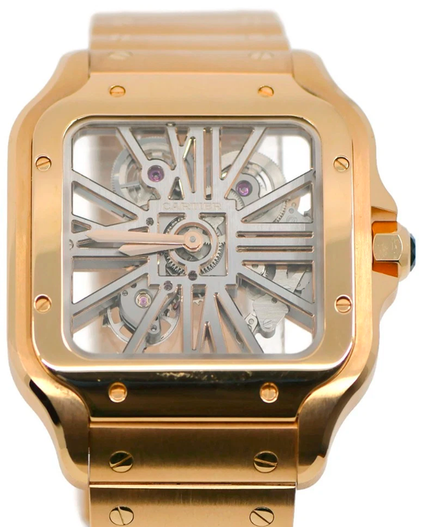 2020 Cartier Santos De Cartier 40MM Skeleton Dial Rose Gold Bracelet (WHSA0016)