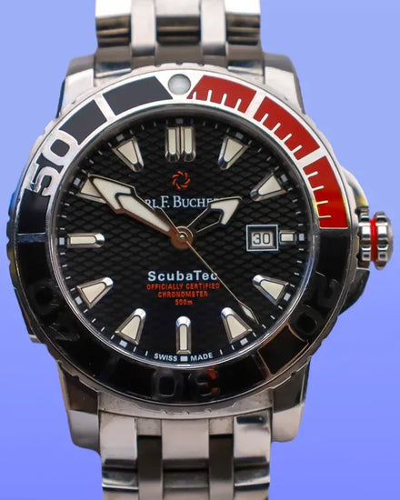 No Reserve - Carl F. Bucherer Patravi Scubatec 44.6MM Black Dial Steel Bracelet (10.0226)